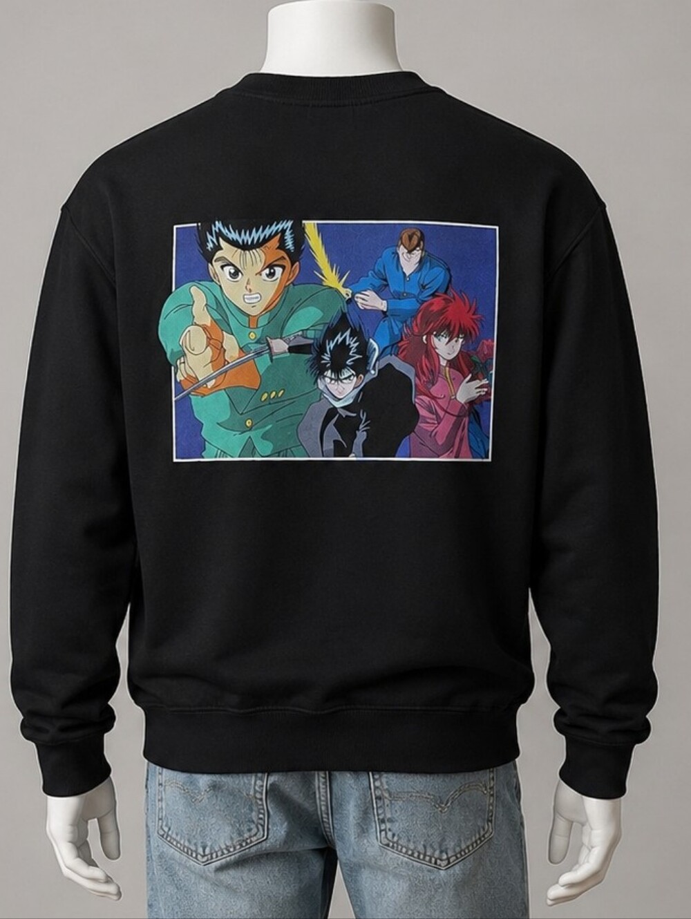 Yu Yu Hakusho Crewneck Sweatshirt Black Medium Anime Sweatshirt Y2K NWOT